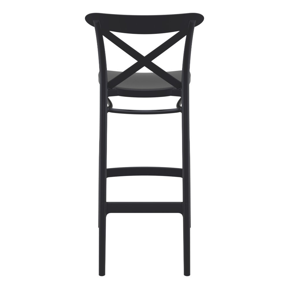 Cross Back Bar Stool In Black-PP Chair