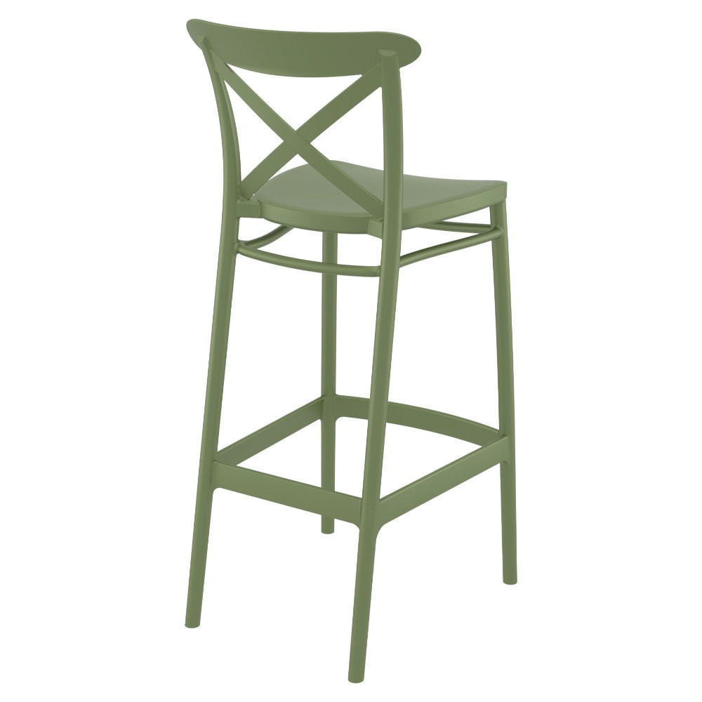 Cross Back Bar Stool In Green-PP Chair