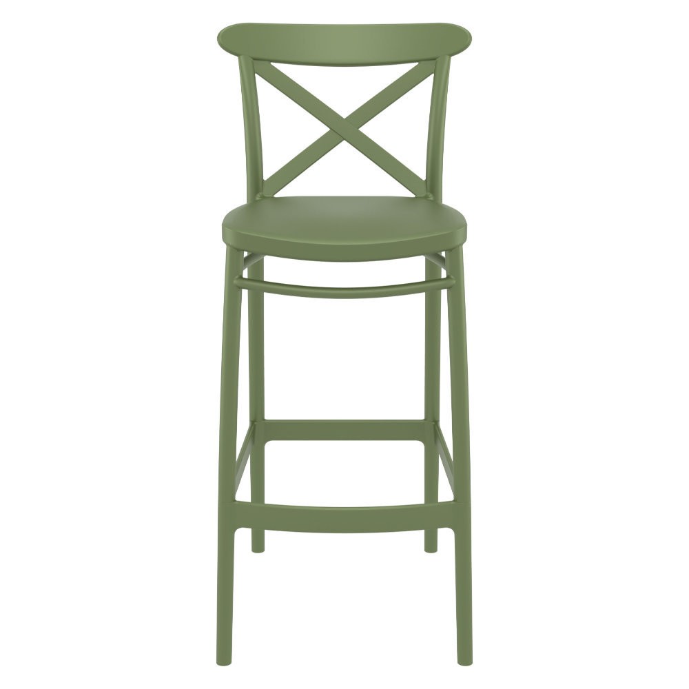 Cross Back Bar Stool In Green-PP Chair