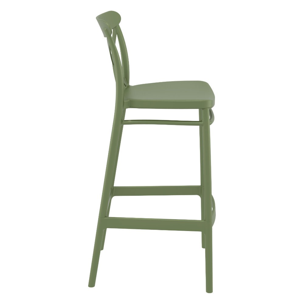 Cross Back Bar Stool In Green-PP Chair
