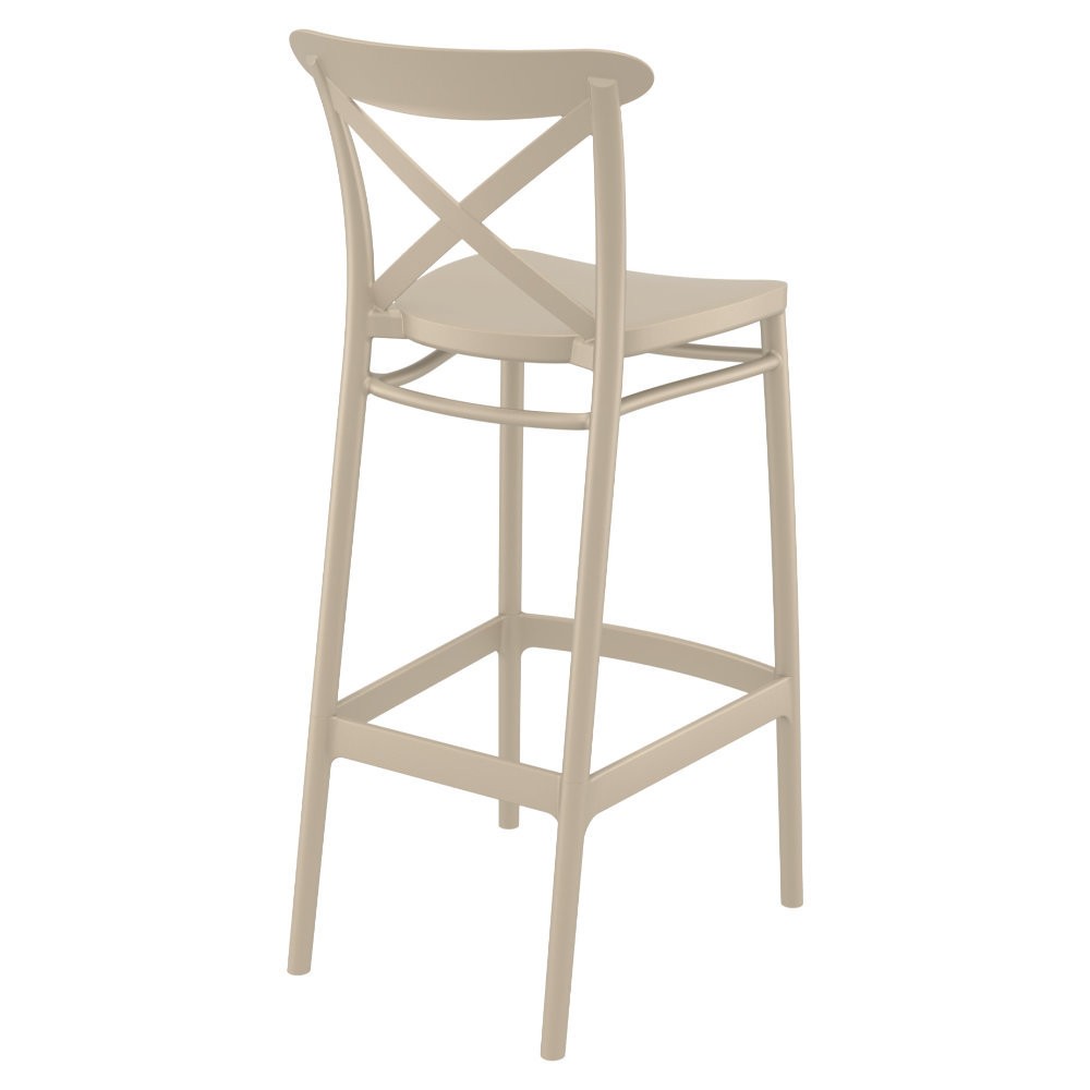 Cross Back Bar Stool In Taupe-PP Chair