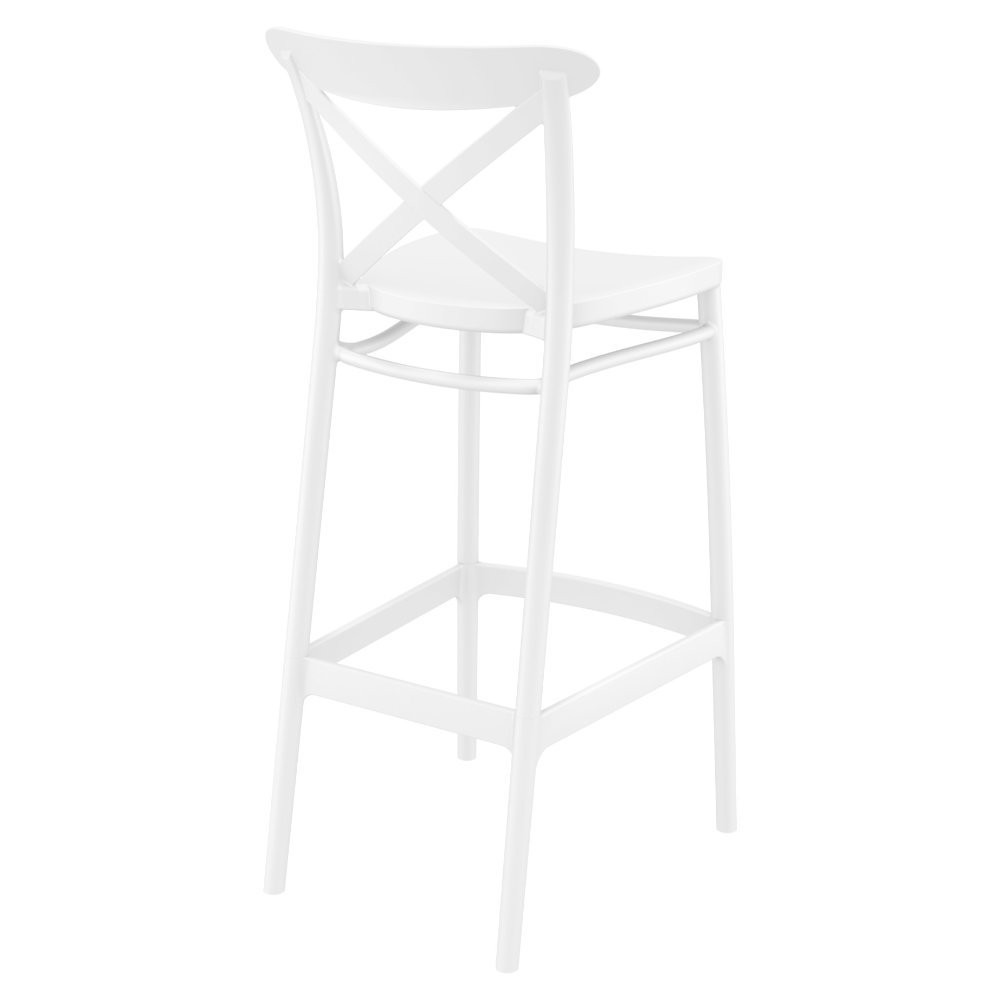 Cross Back Bar Stool In White-PP Chair