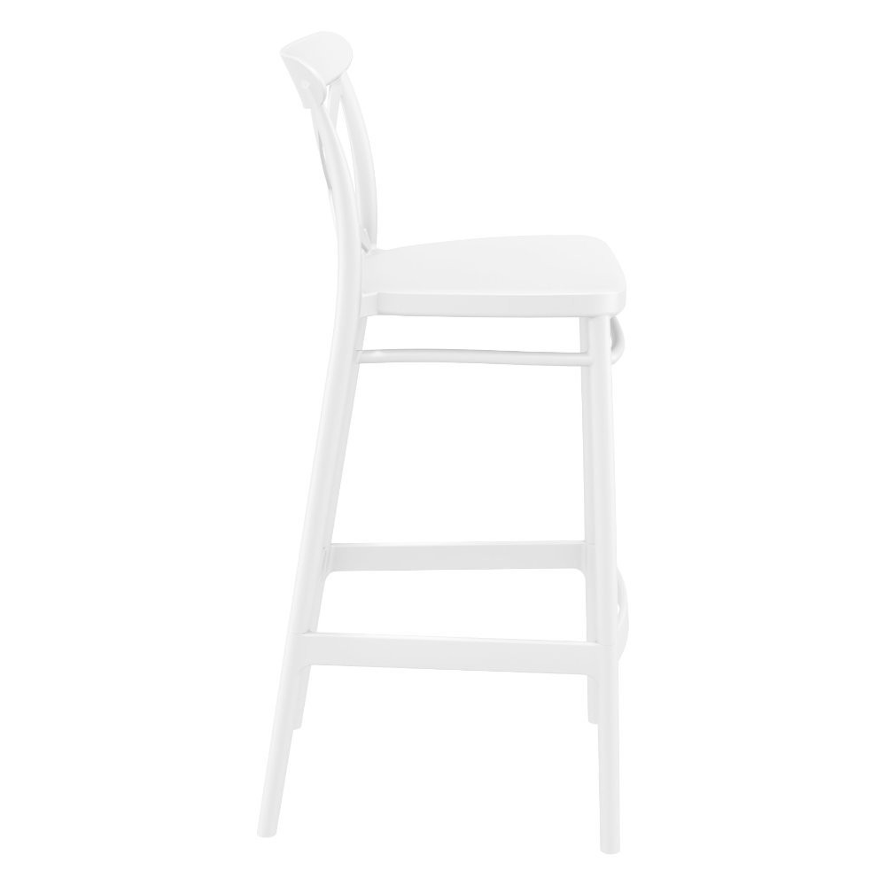Cross Back Bar Stool In White-PP Chair