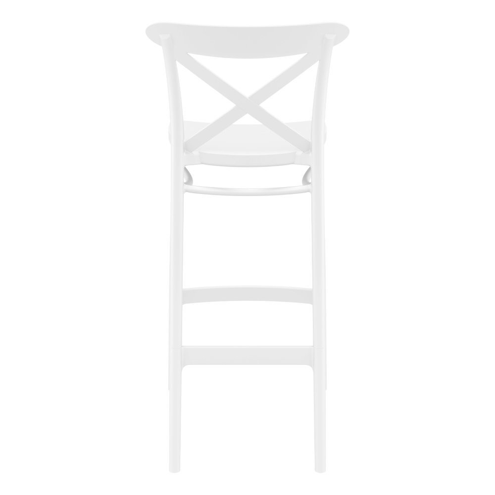Cross Back Bar Stool In White-PP Chair