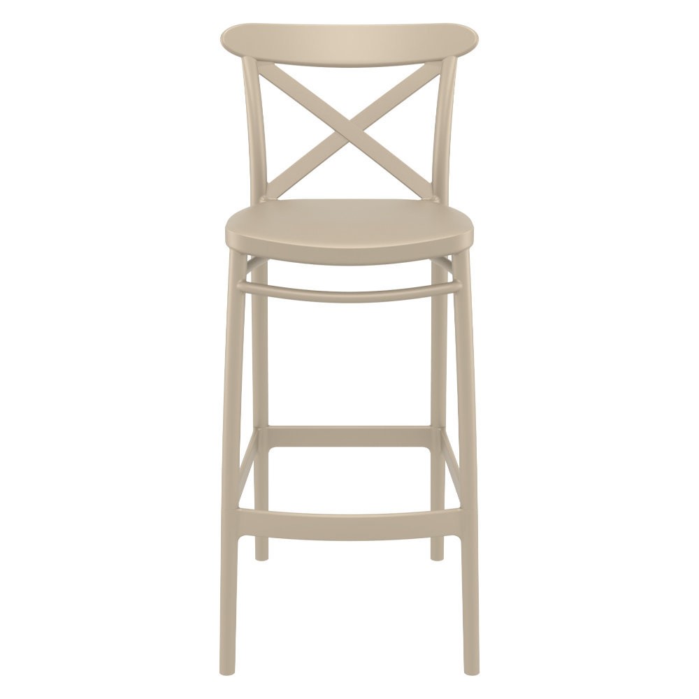 Cross Back Bar Stool In Taupe-PP Chair