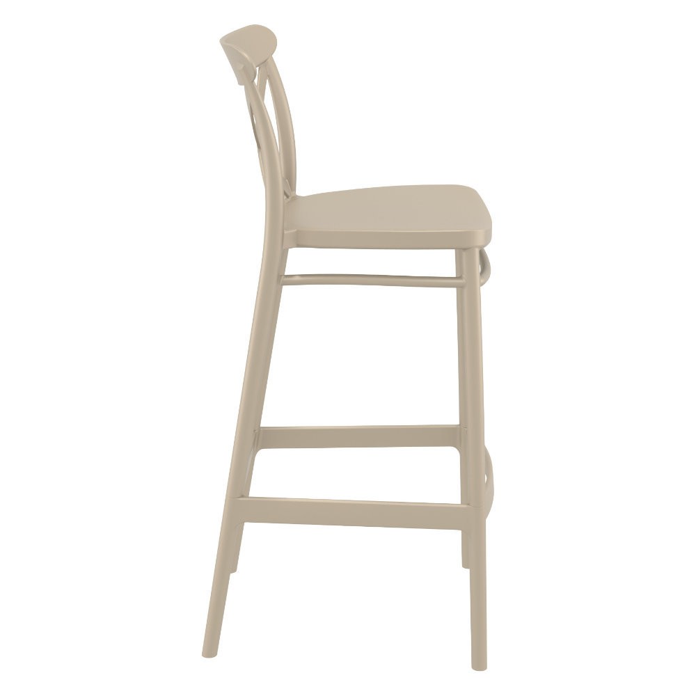 Cross Back Bar Stool In Taupe-PP Chair
