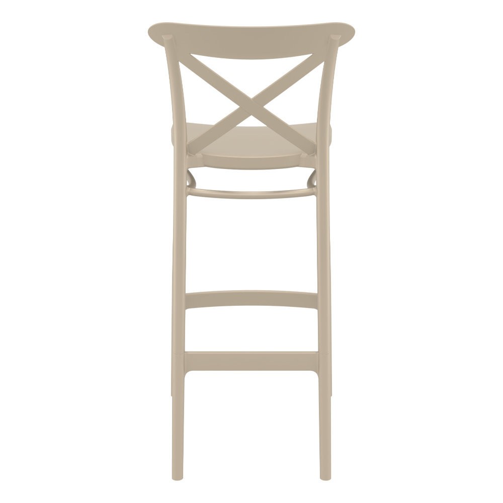 Cross Back Bar Stool In Taupe-PP Chair