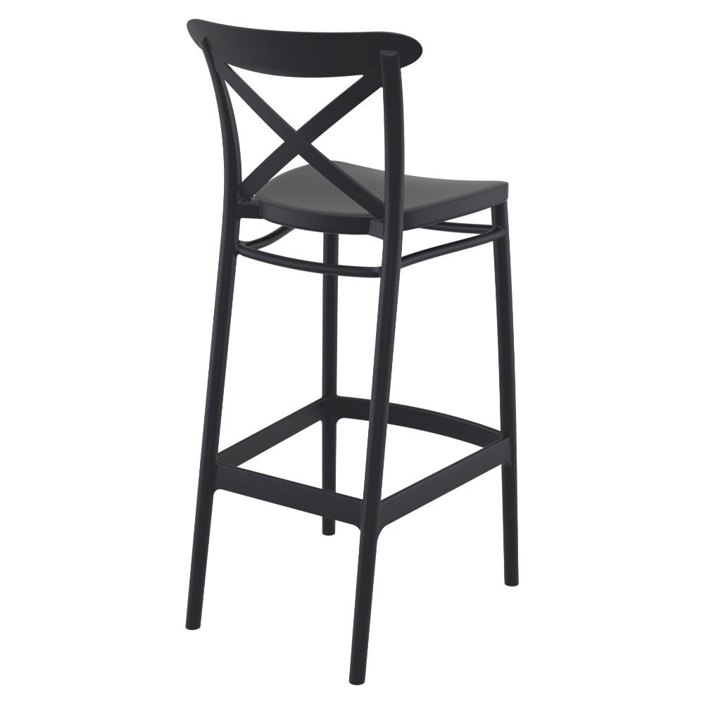 Cross Back Bar Stool In Black-PP Chair