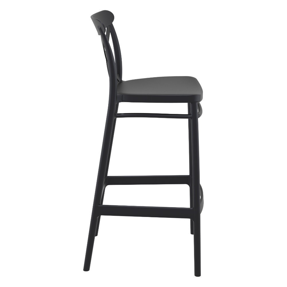 Cross Back Bar Stool In Black-PP Chair
