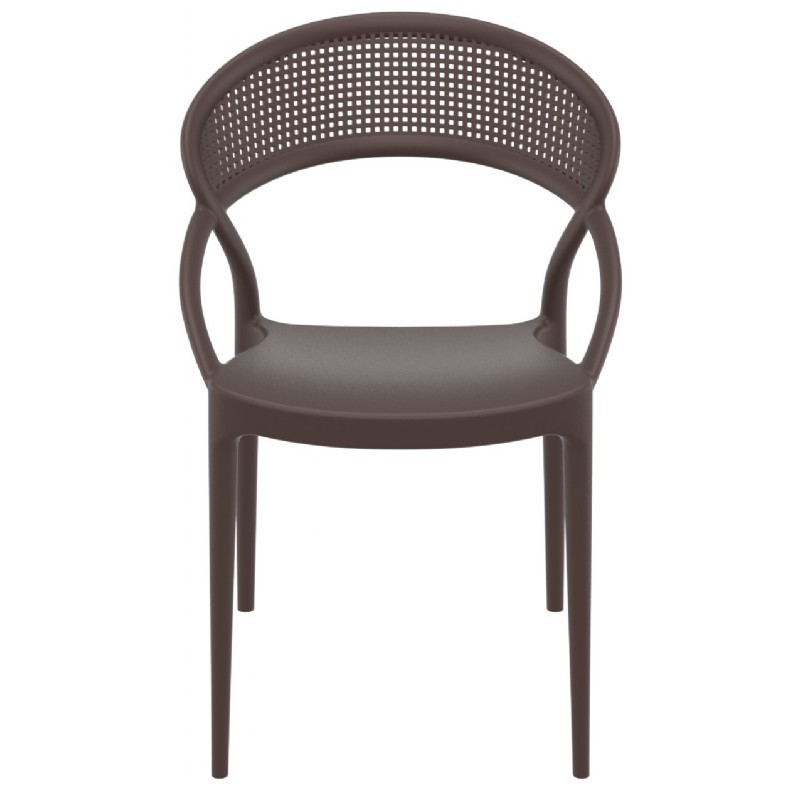 Brown Plastic Armchair-PP Chair