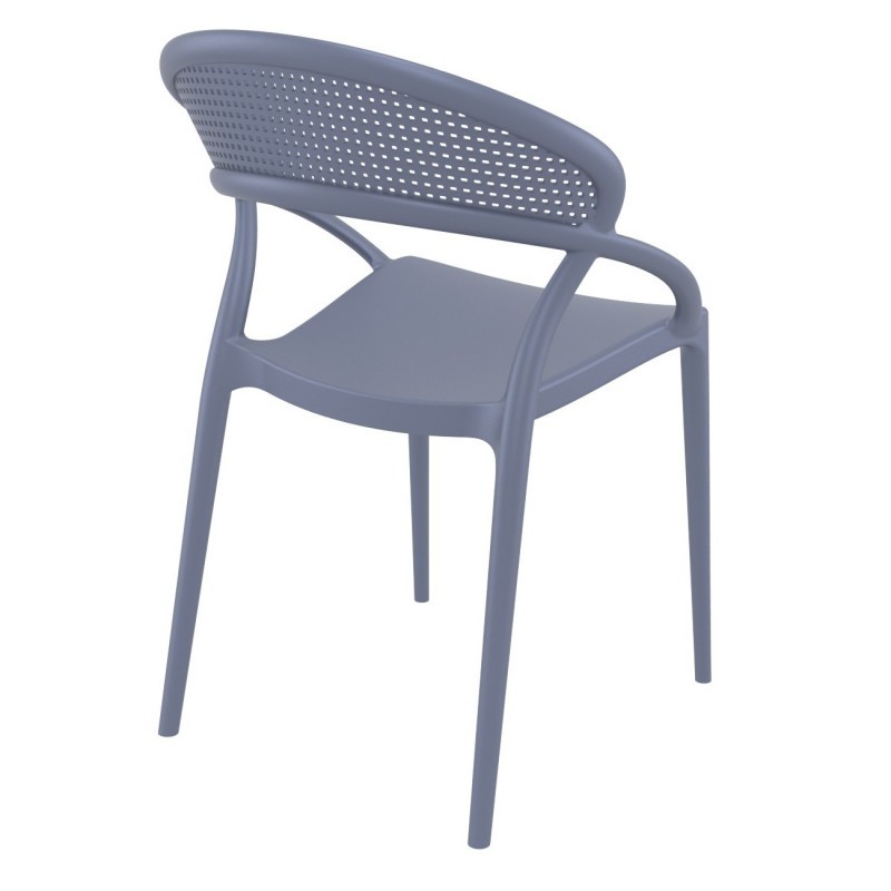 Grey Plastic Armchair-PP Chair