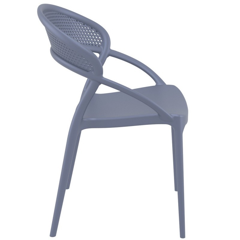 Grey Plastic Armchair-PP Chair