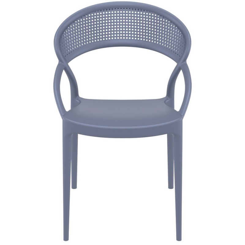 Grey Plastic Armchair-PP Chair