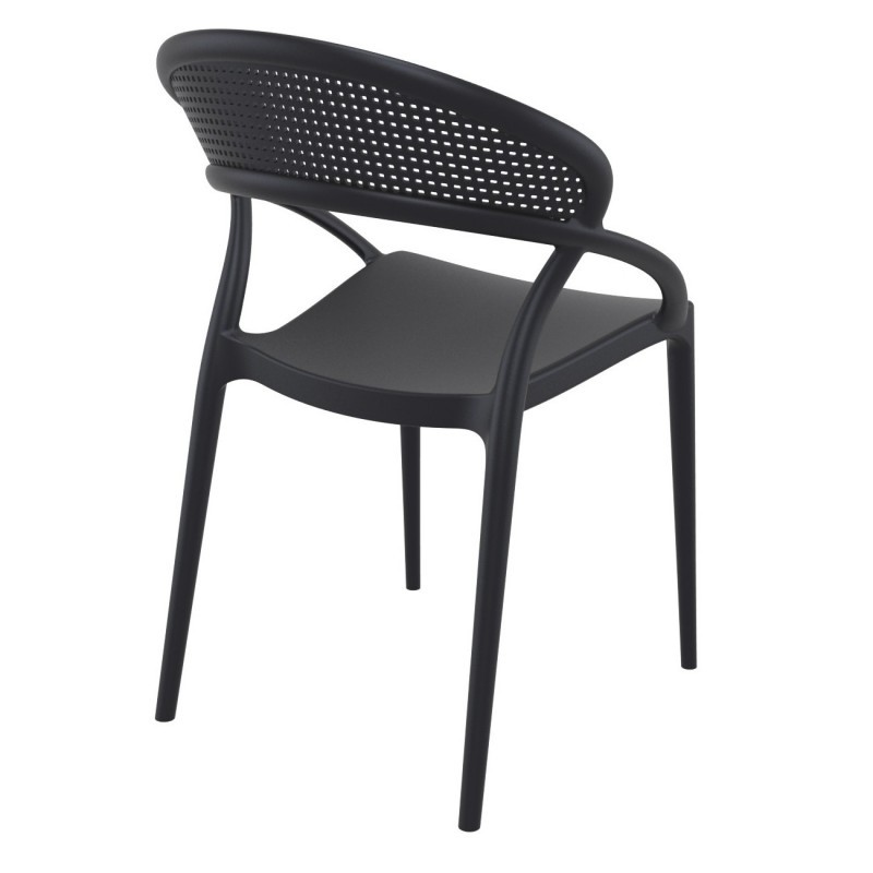 Black Plastic Armchair-PP Chair