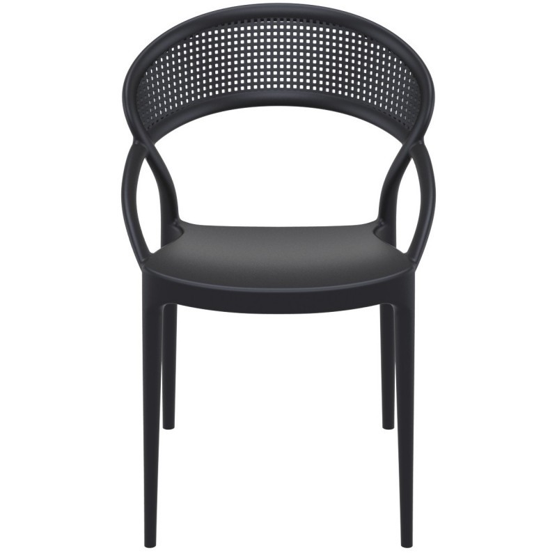 Black Plastic Armchair-PP Chair