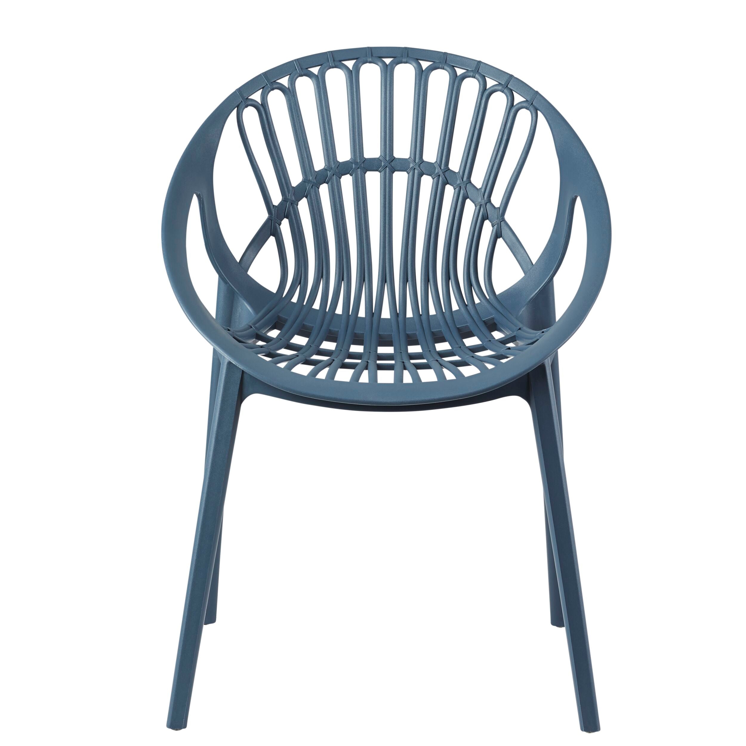 Navy Blue Stackable Plastic Garden Chair with Armrests