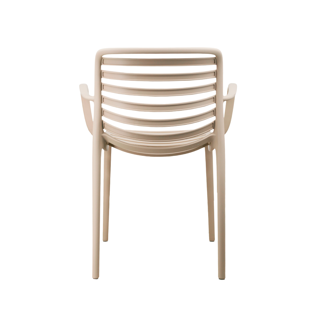 Taupe Stackable Outdoor Plastic Armchair - Weather-Resistant & Ergonomic Seating