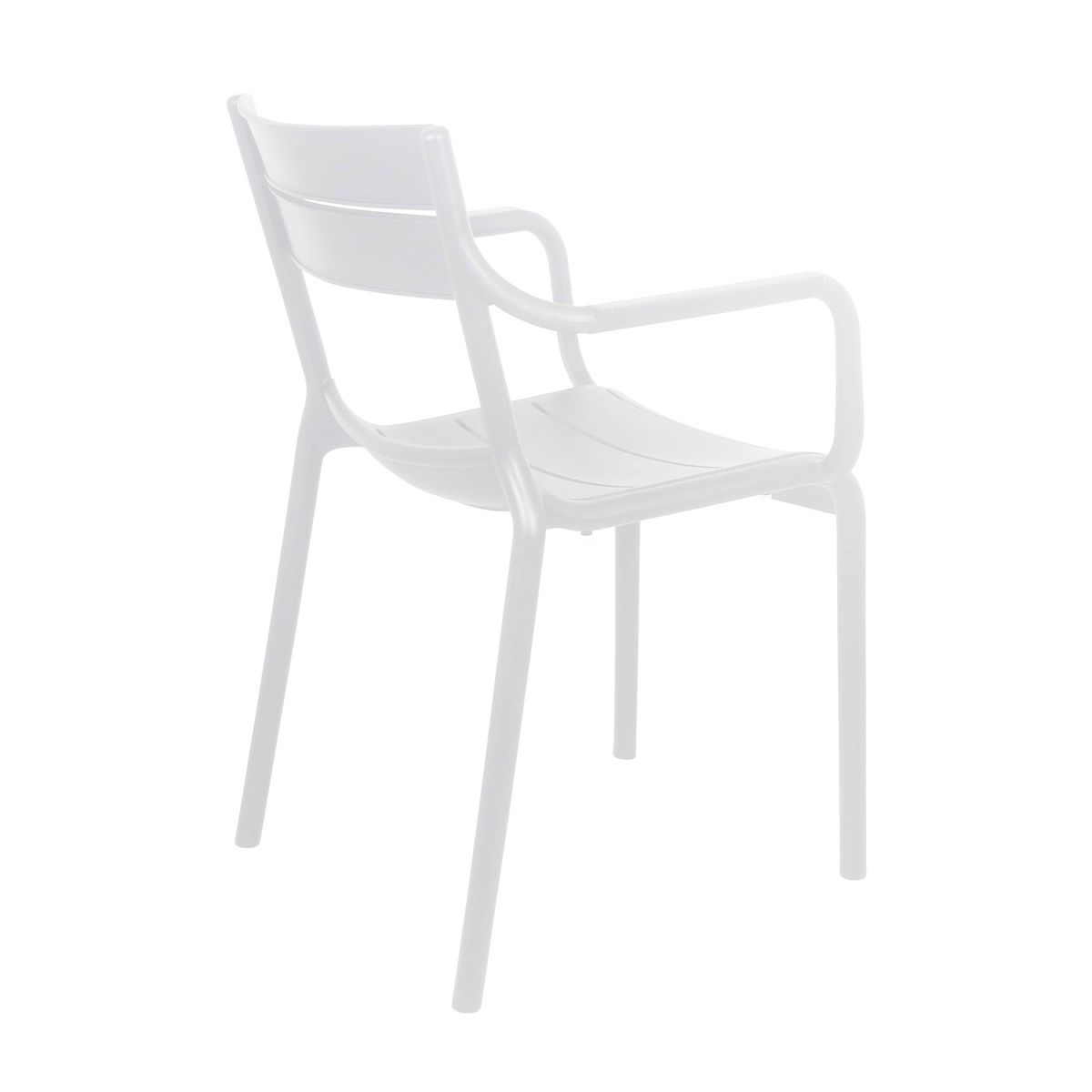 Stackable White Plastic Armchair – Space-Saving, Durable Seating with Armrests for Indoor & Outdoor Use-PP Chair