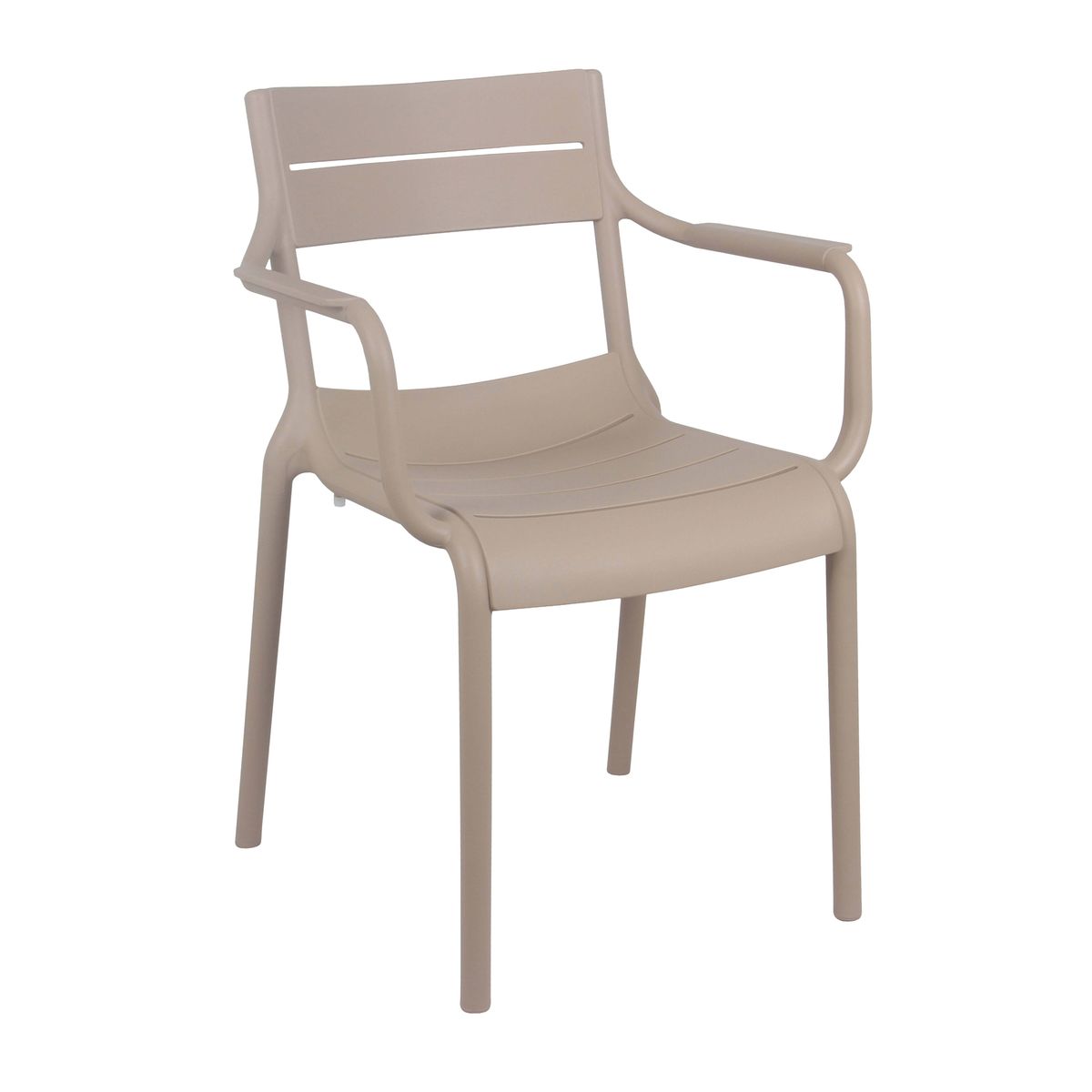 Stackable Taupe Plastic Armchair – Modern, Space-Saving Seating with Armrests for Indoor & Outdoor Use-PP Chair