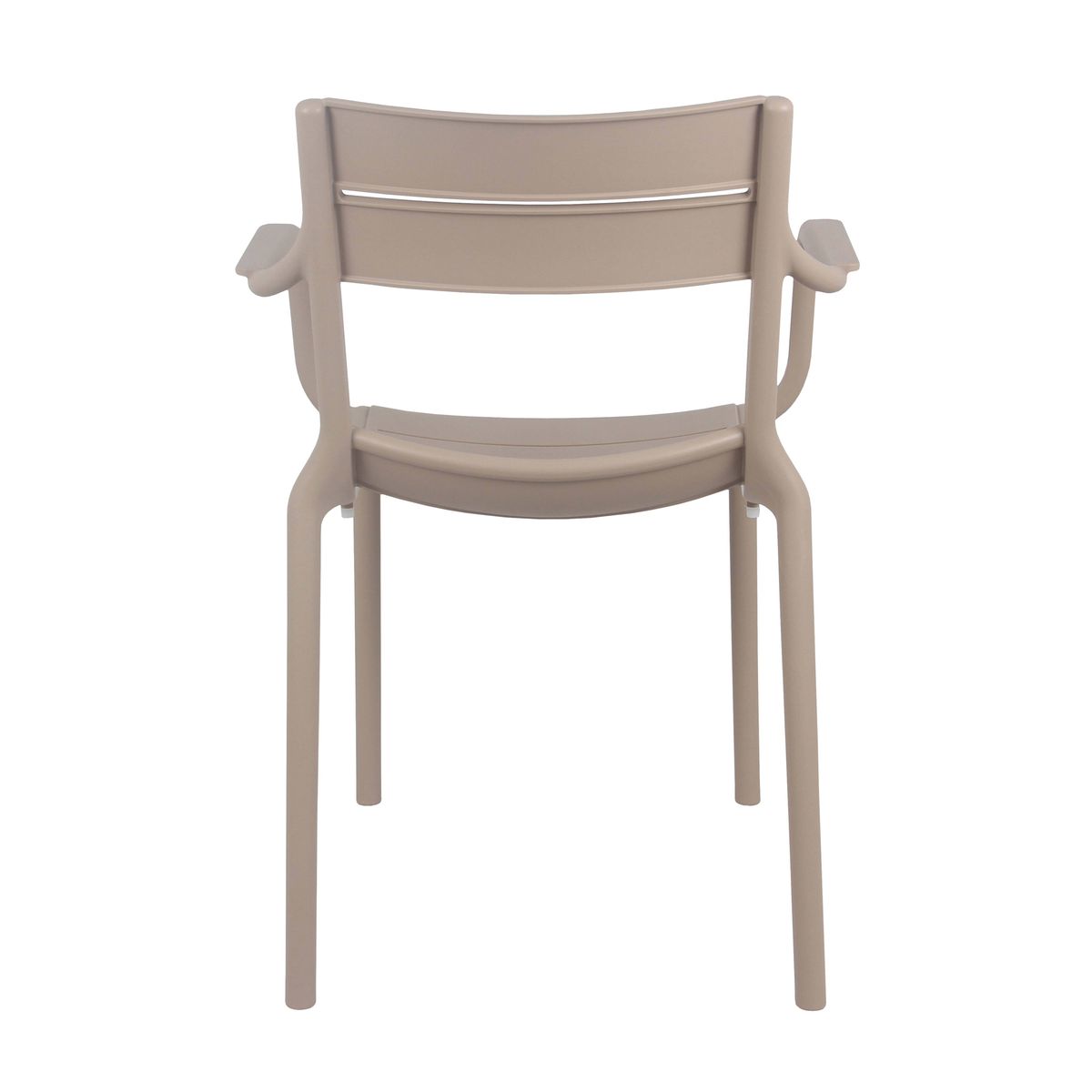 Stackable Taupe Plastic Armchair – Modern, Space-Saving Seating with Armrests for Indoor & Outdoor Use-PP Chair
