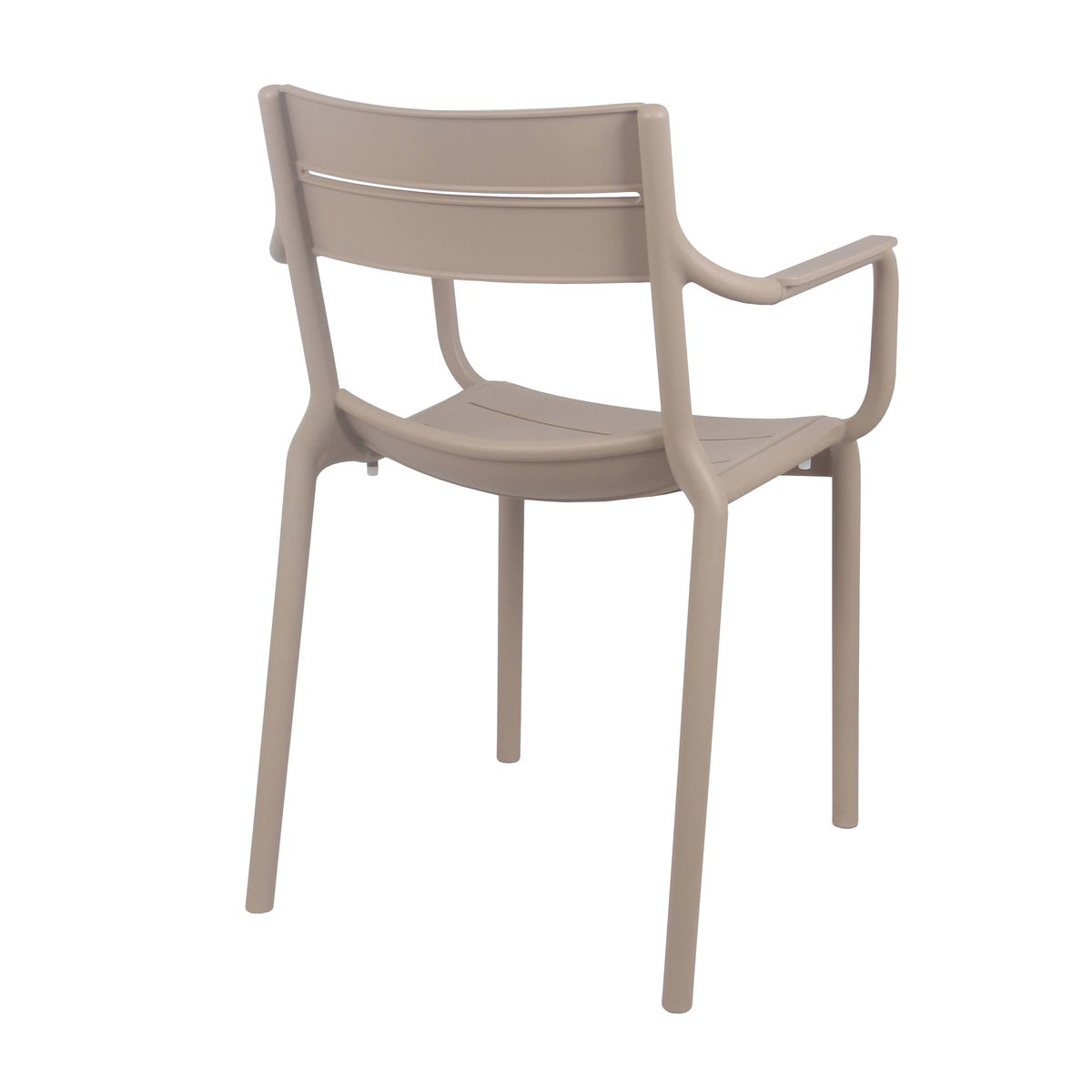 Stackable Taupe Plastic Armchair – Modern, Space-Saving Seating with Armrests for Indoor & Outdoor Use-PP Chair