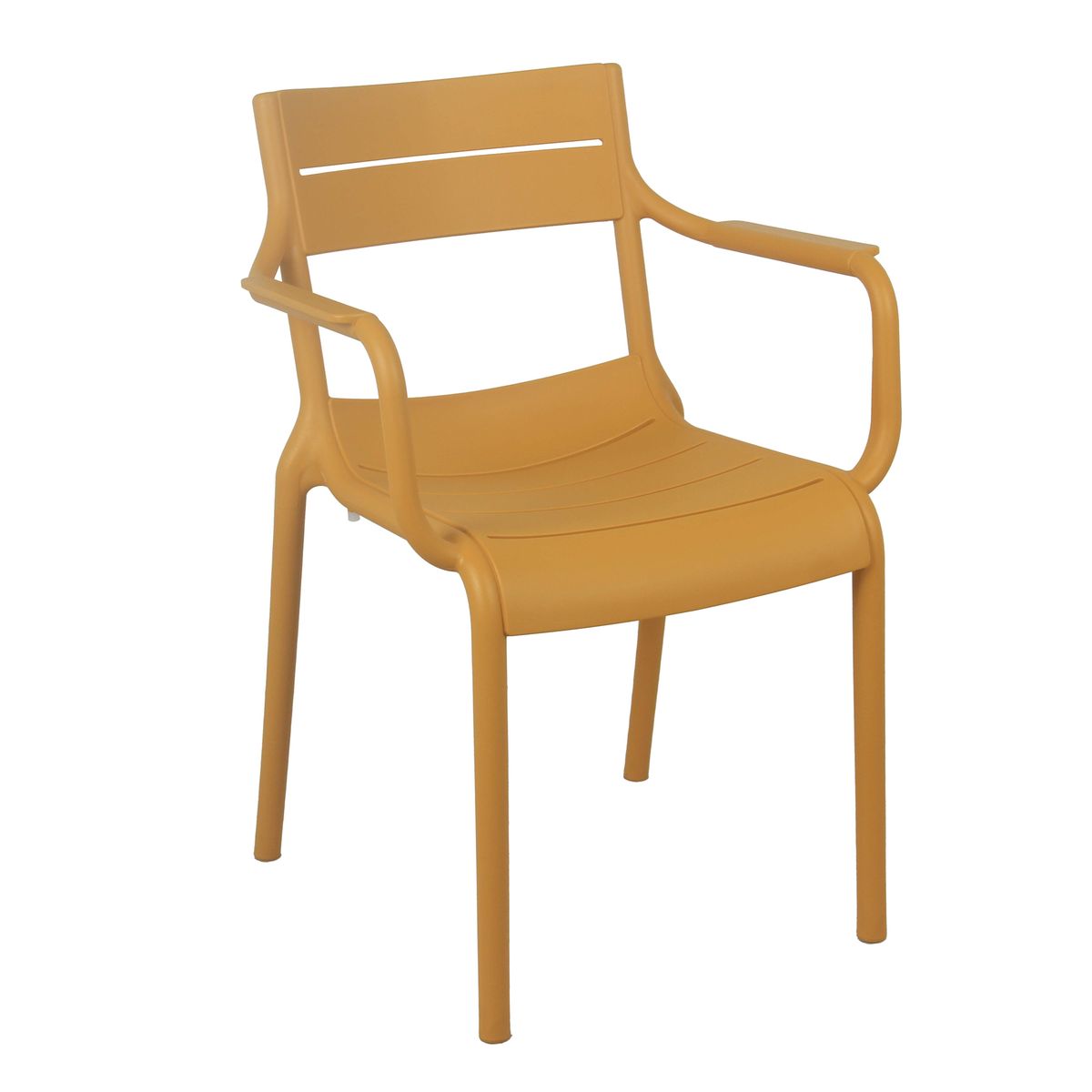 Mustard Yellow Stackable Plastic Armchair - Retro Industrial Style with Comfortable Armrests for Indoor/Outdoor Use-PP Chair