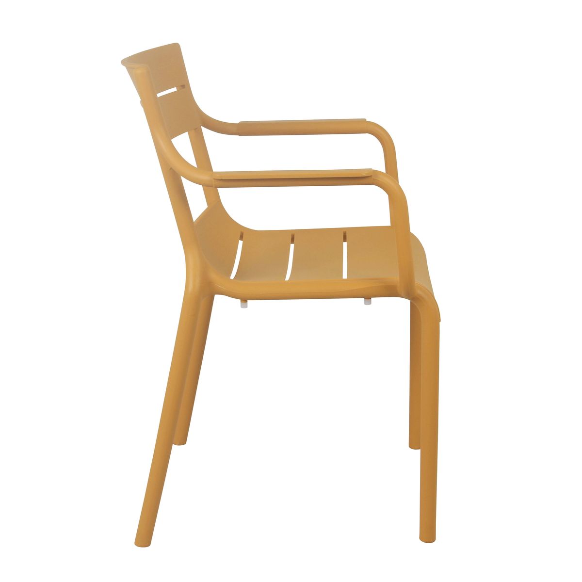 Mustard Yellow Stackable Plastic Armchair - Retro Industrial Style with Comfortable Armrests for Indoor/Outdoor Use-PP Chair