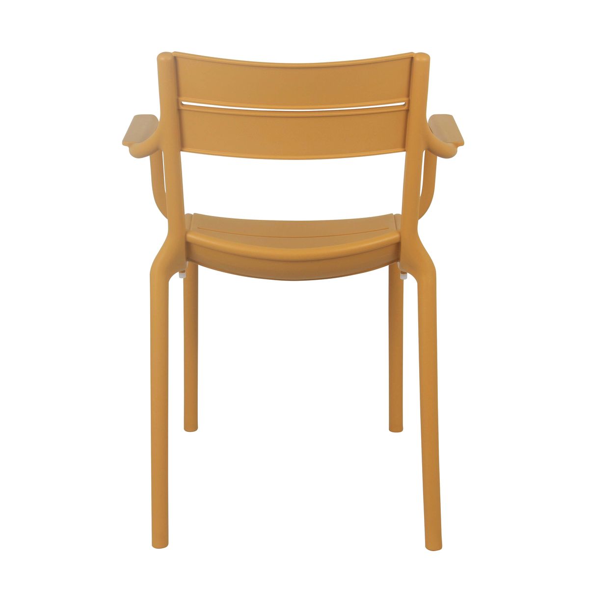 Mustard Yellow Stackable Plastic Armchair - Retro Industrial Style with Comfortable Armrests for Indoor/Outdoor Use-PP Chair