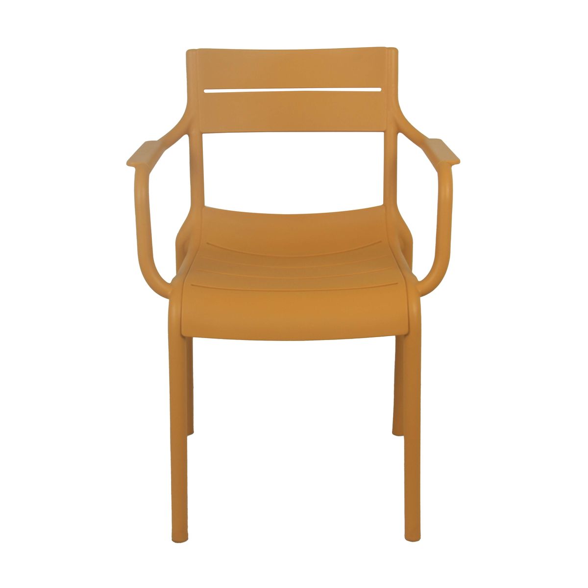 Mustard Yellow Stackable Plastic Armchair - Retro Industrial Style with Comfortable Armrests for Indoor/Outdoor Use-PP Chair