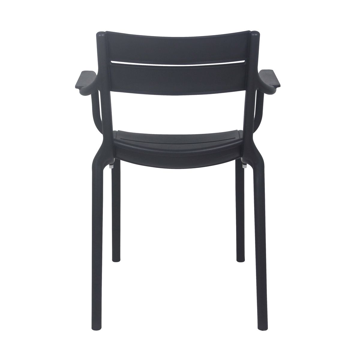 Stackable Black Plastic Armchair – Modern, Durable Seating with Armrests for Indoor & Outdoor Use