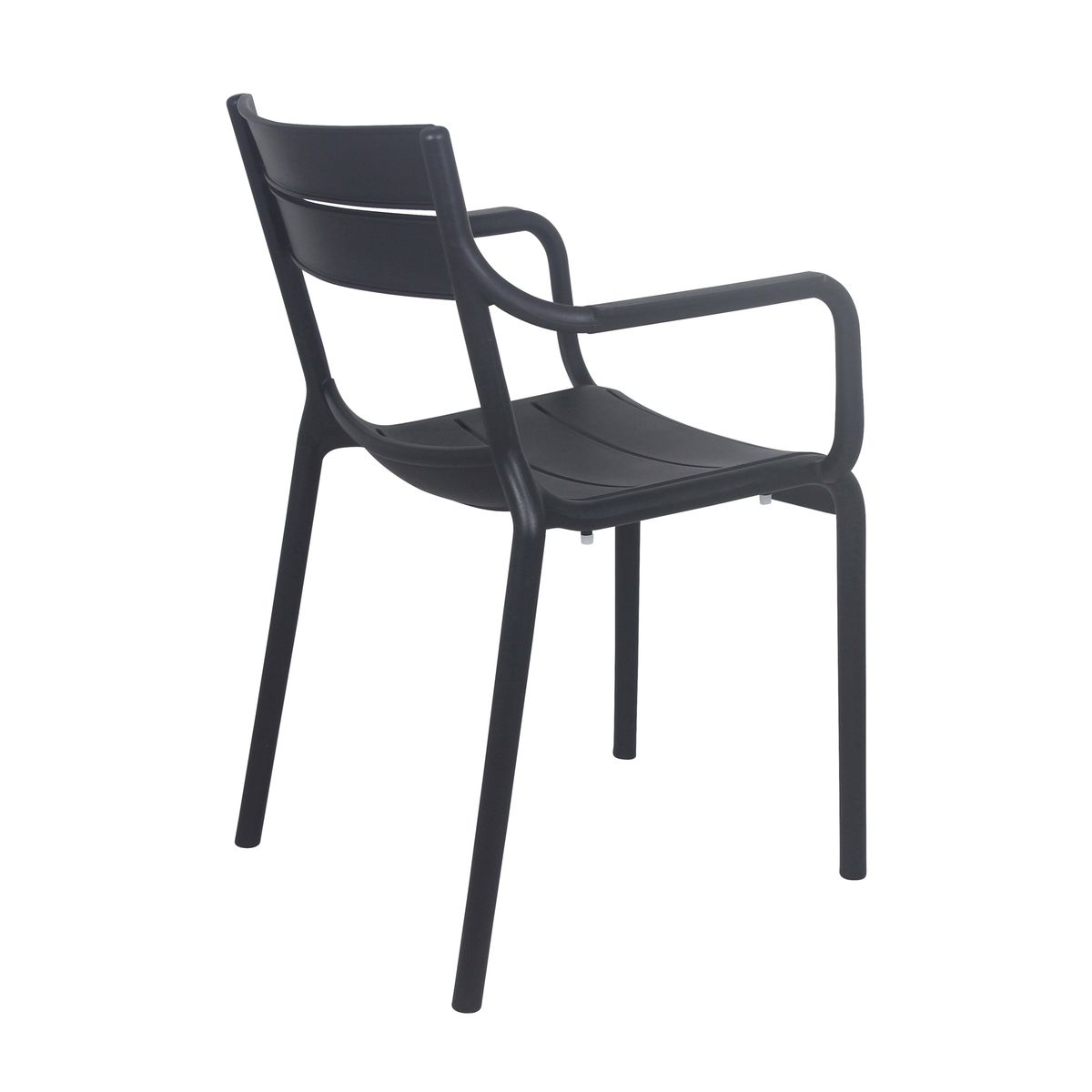 Stackable Black Plastic Armchair – Modern, Durable Seating with Armrests for Indoor & Outdoor Use