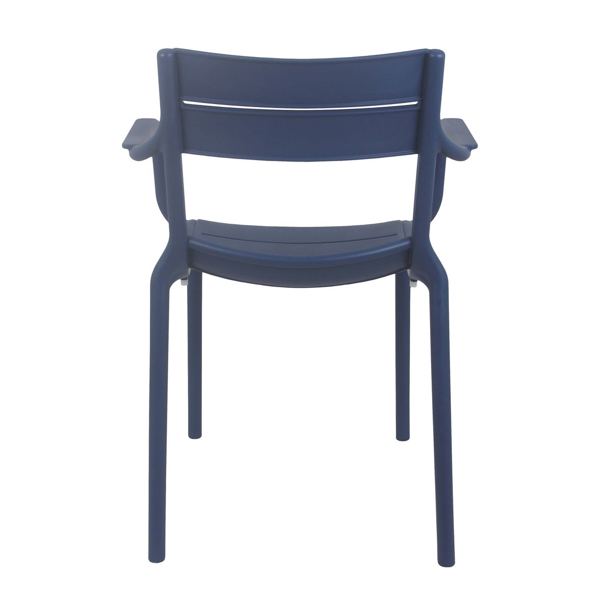 Navy Blue Stackable Plastic Armchair – Commercial-Grade, Weatherproof Seating with Armrests