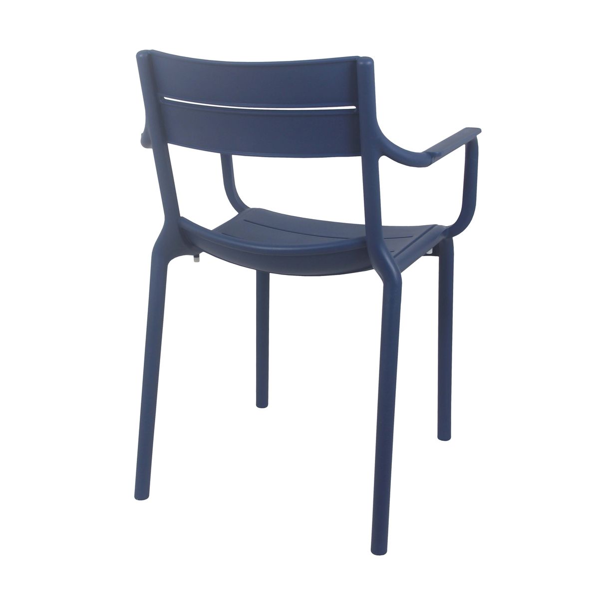 Navy Blue Stackable Plastic Armchair – Commercial-Grade, Weatherproof Seating with Armrests