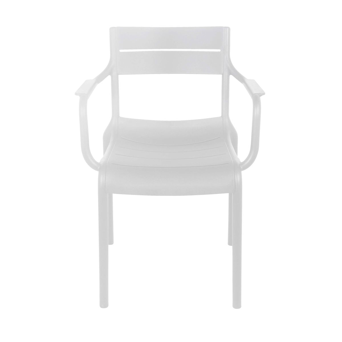 Stackable White Plastic Armchair – Space-Saving, Durable Seating with Armrests for Indoor & Outdoor Use-PP Chair
