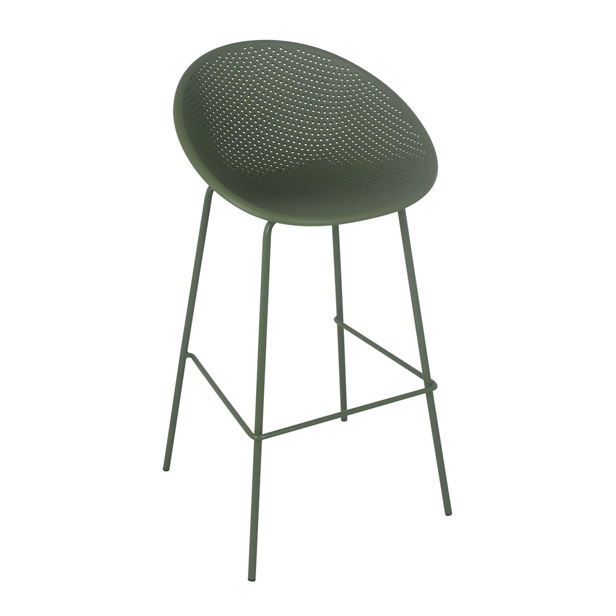 Deep Green Plastic Counter Chair With Footrest-PP Chair