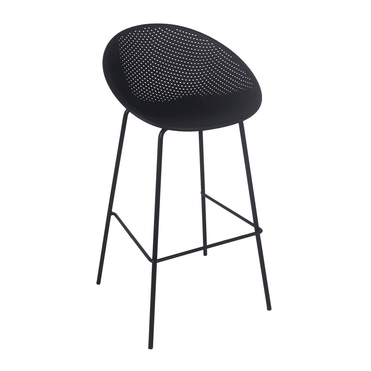 Black Plastic Counter Chair With Footrest-PP Chair