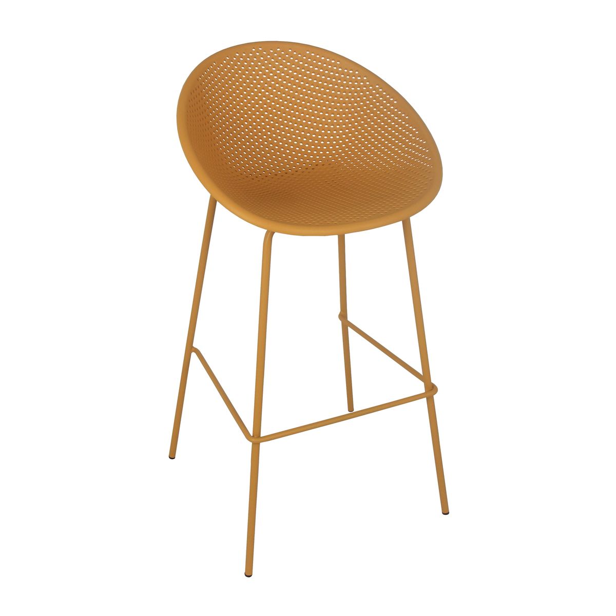 Mustard Plastic Counter Chair With Footrest-PP Chair