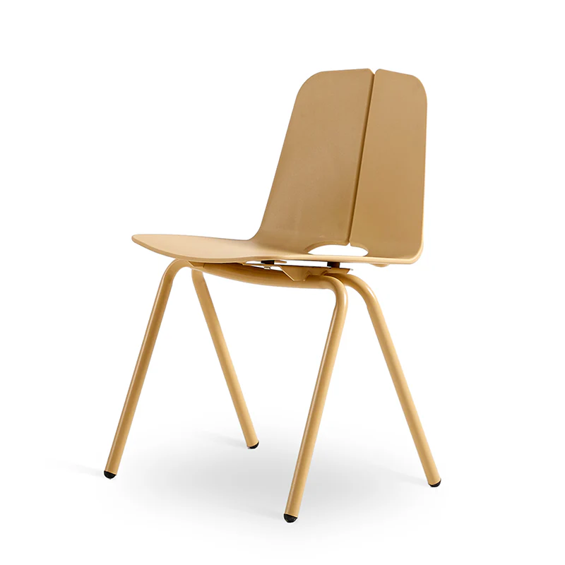 Brown Plastic Chair With Metal Feet