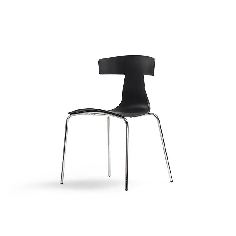 Black Plastic Chair With Chromed Metal Feet
