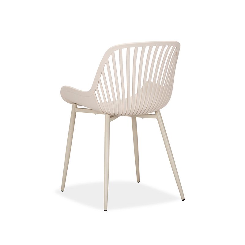 Beige Plastic Chair with Spray-Coated Metal Base - Classic & Versatile Seating Solution