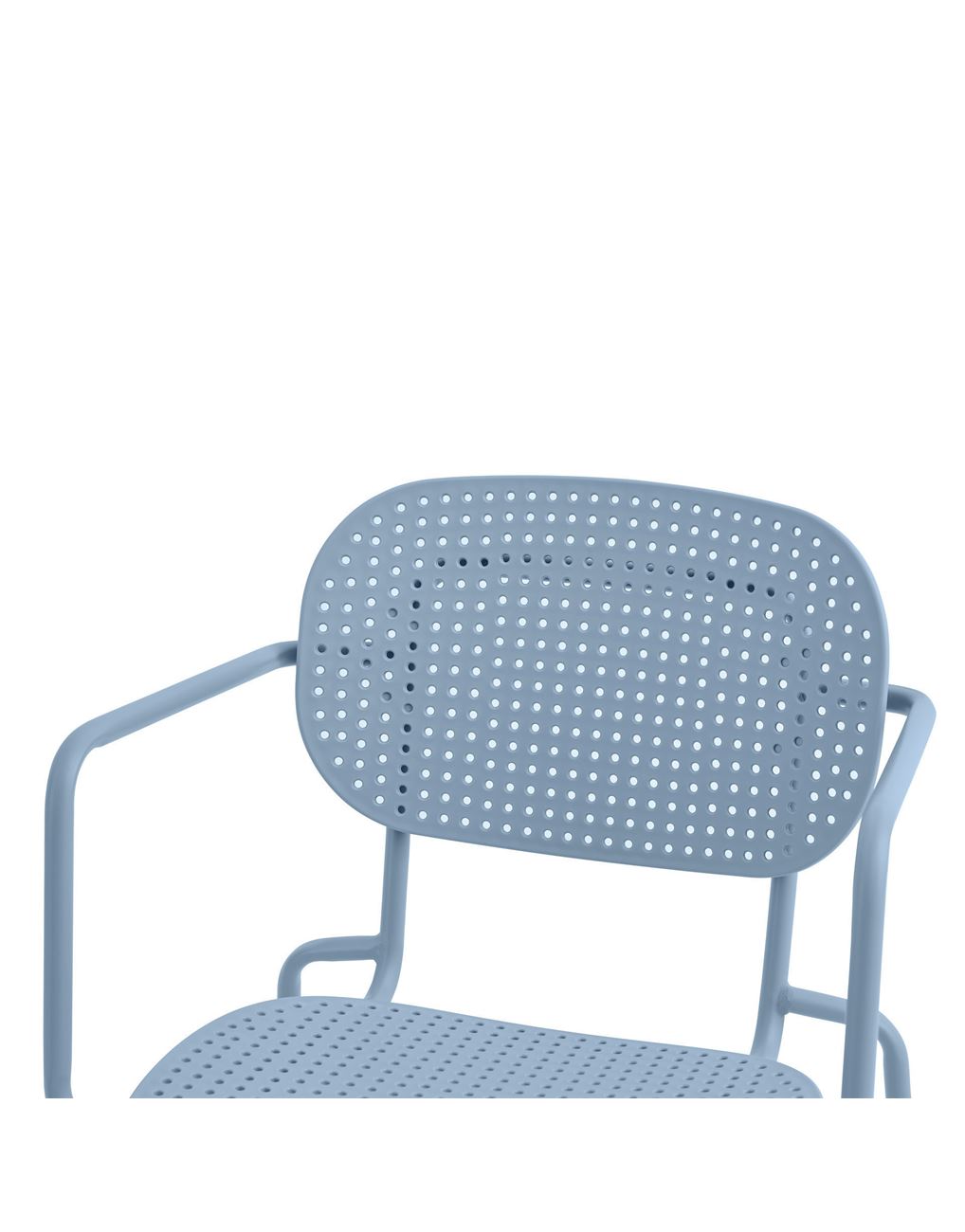 Light Blue Plastic Armchair With Metal Frame