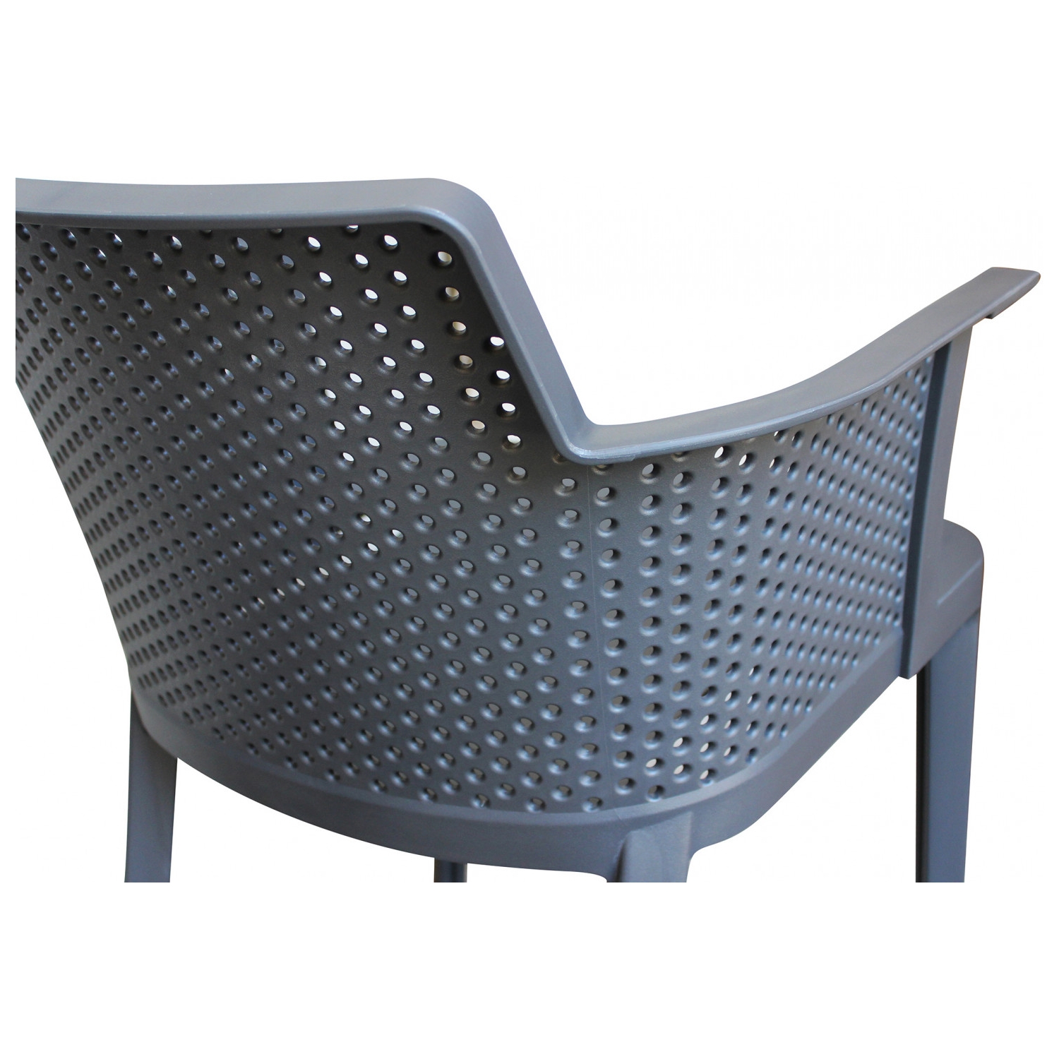 Dark Grey Plastic Outdoor Garden Armchair-PP Chair