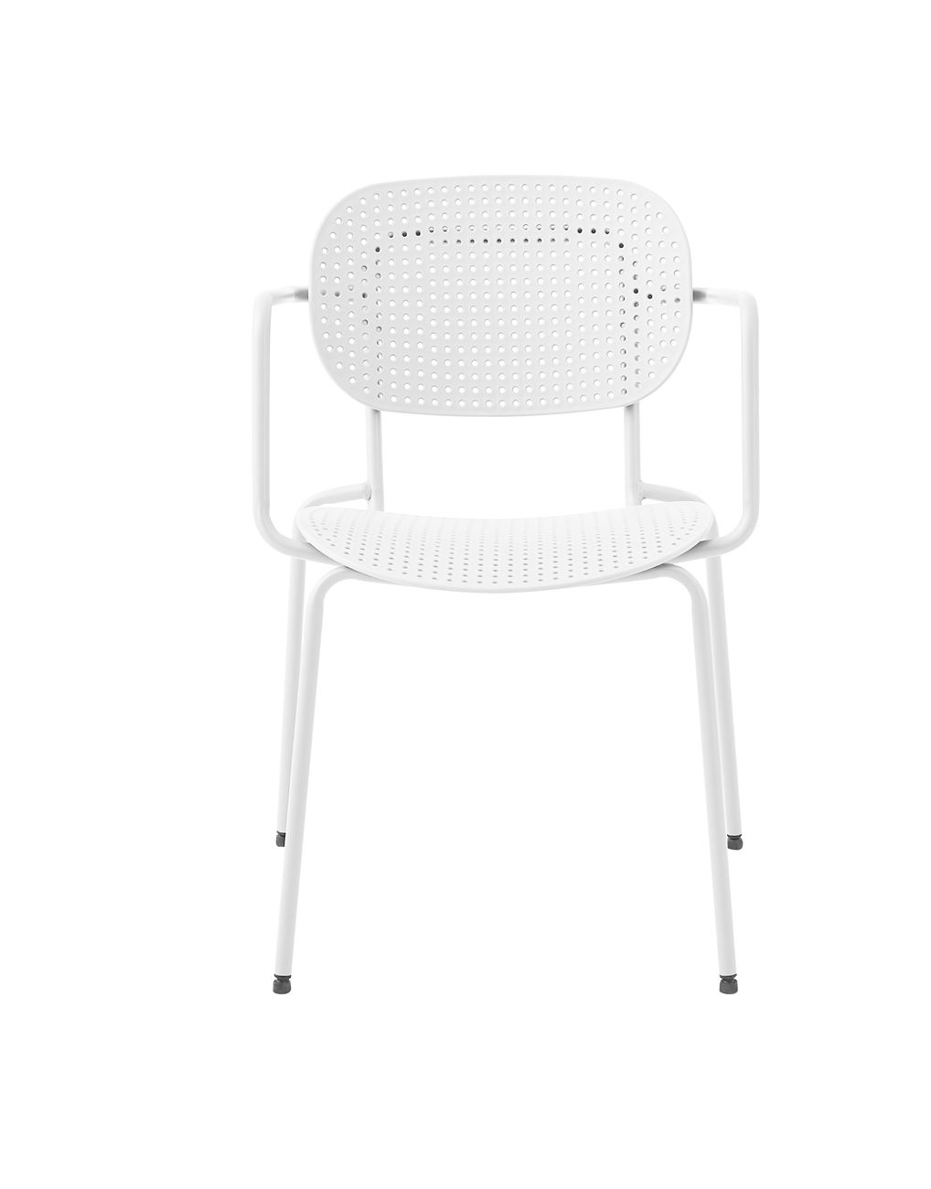 White Plastic Armchair With Metal Frame