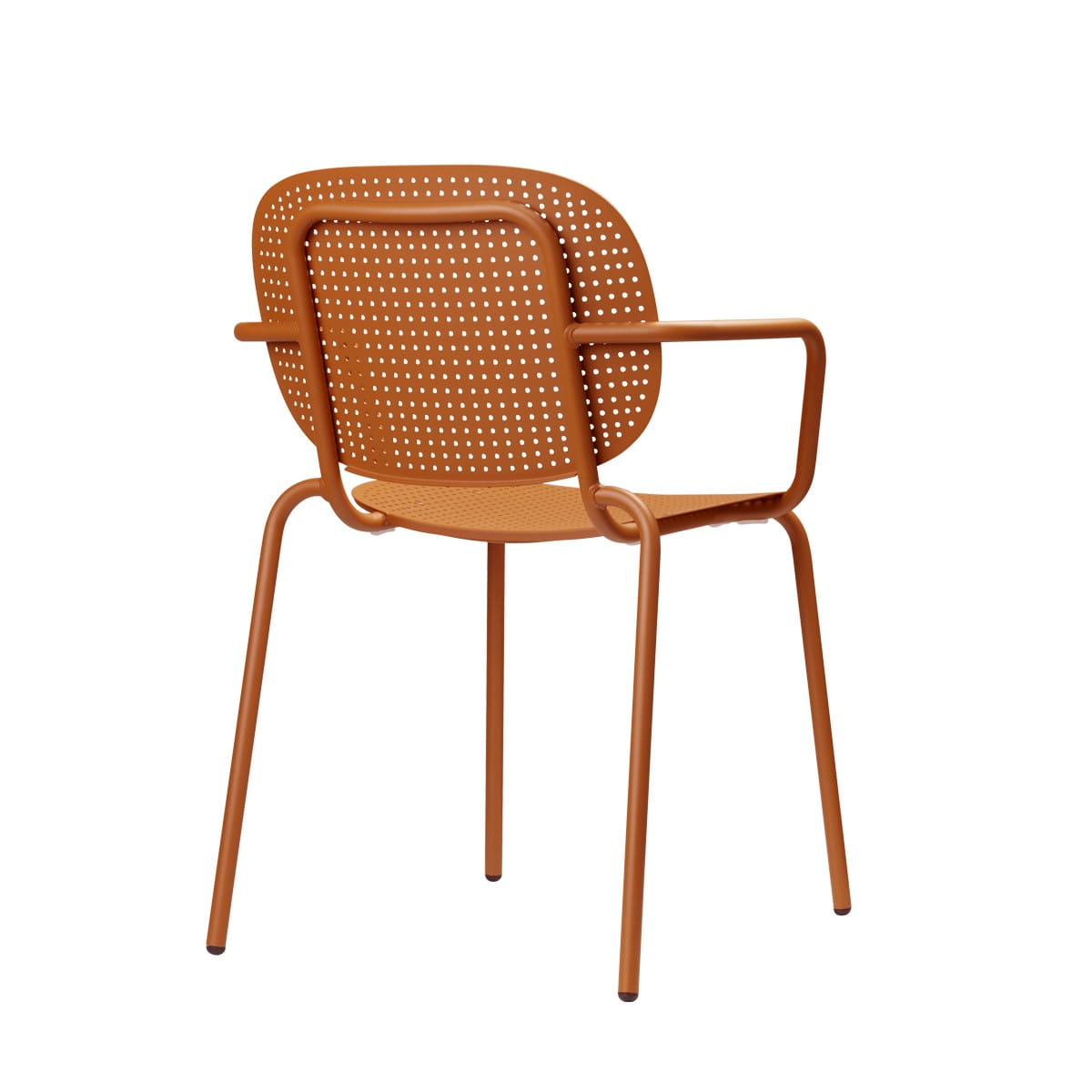 Orange Plastic Armchair With Metal Frame