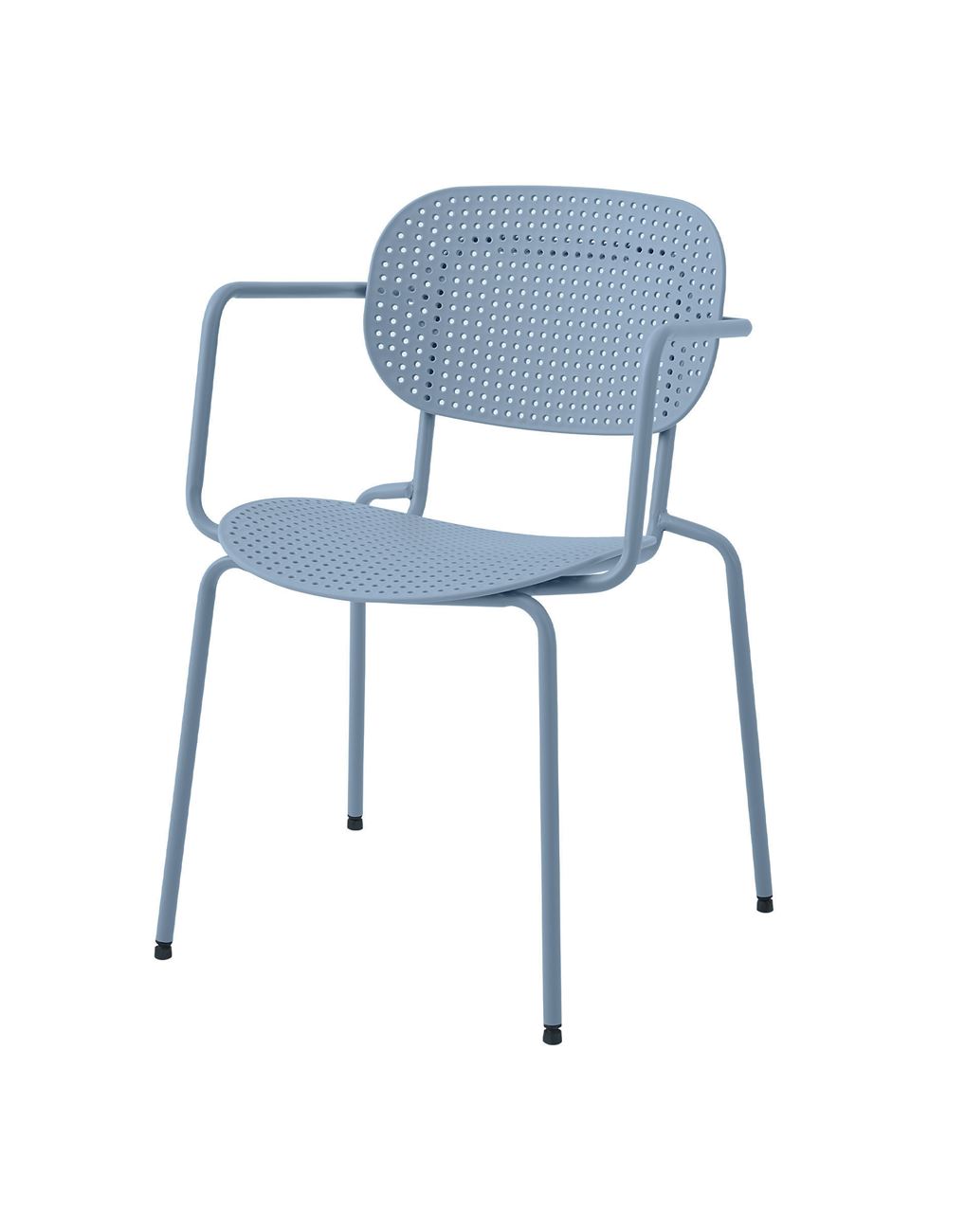 Light Blue Plastic Armchair With Metal Frame