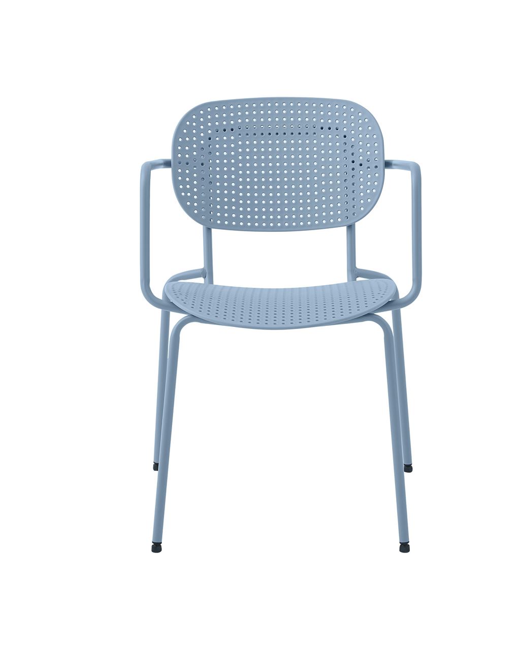 Light Blue Plastic Armchair With Metal Frame