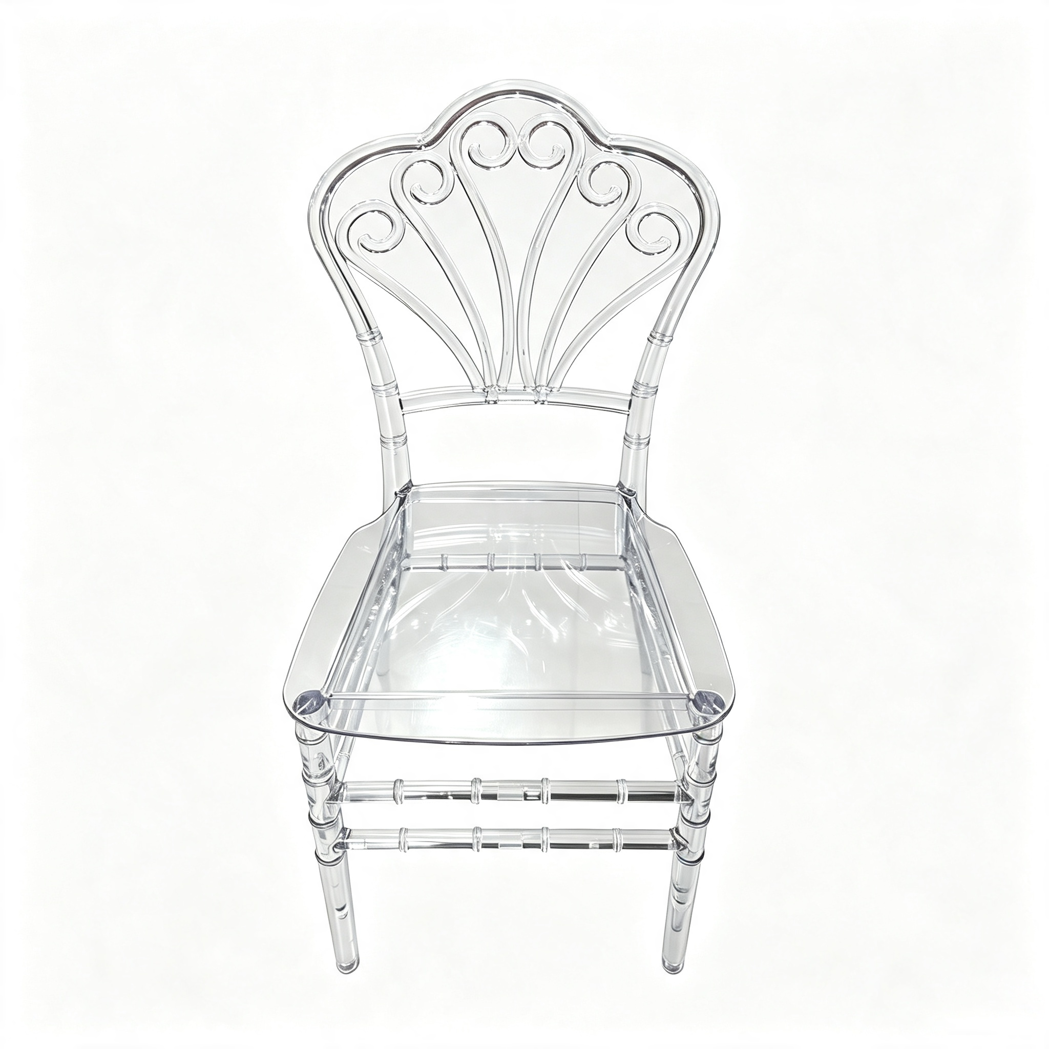 Kids Clear Acrylic Chiavari Chair, Monobloc Transparent Polycarbonate Children Fan‑Back Event Chair