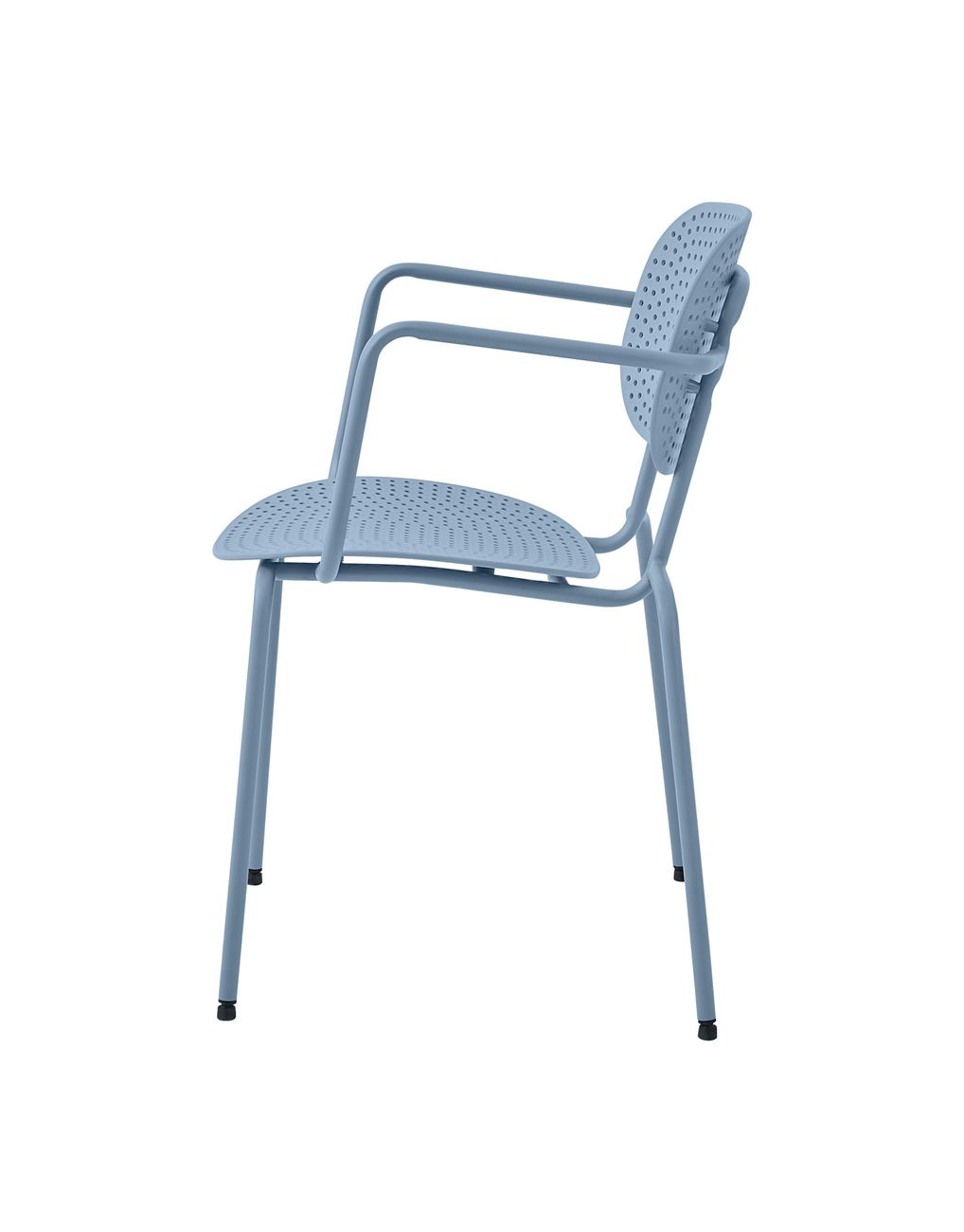 Light Blue Plastic Armchair With Metal Frame