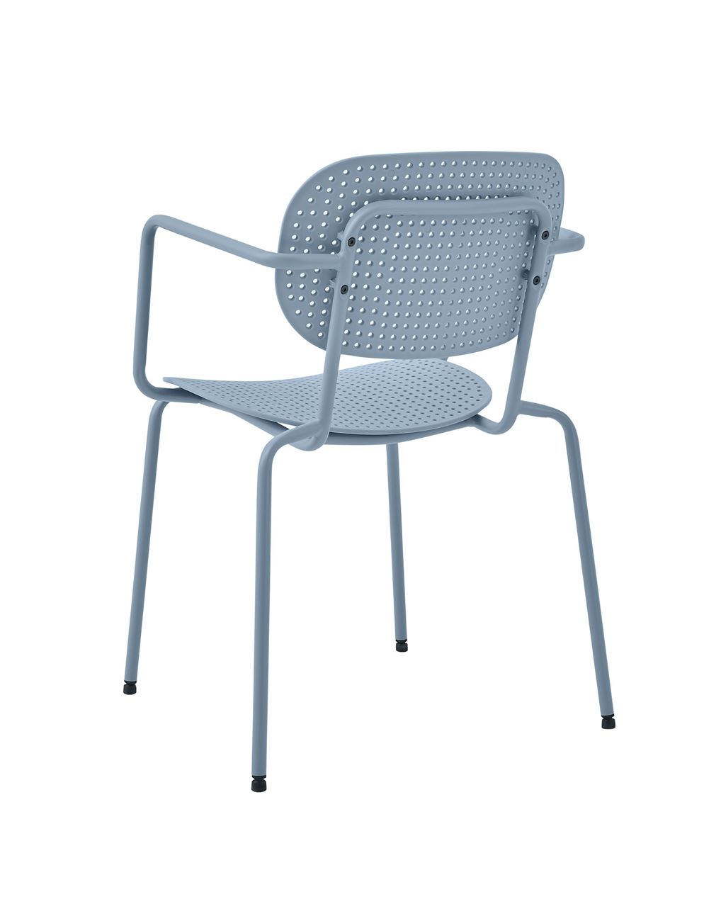 Light Blue Plastic Armchair With Metal Frame