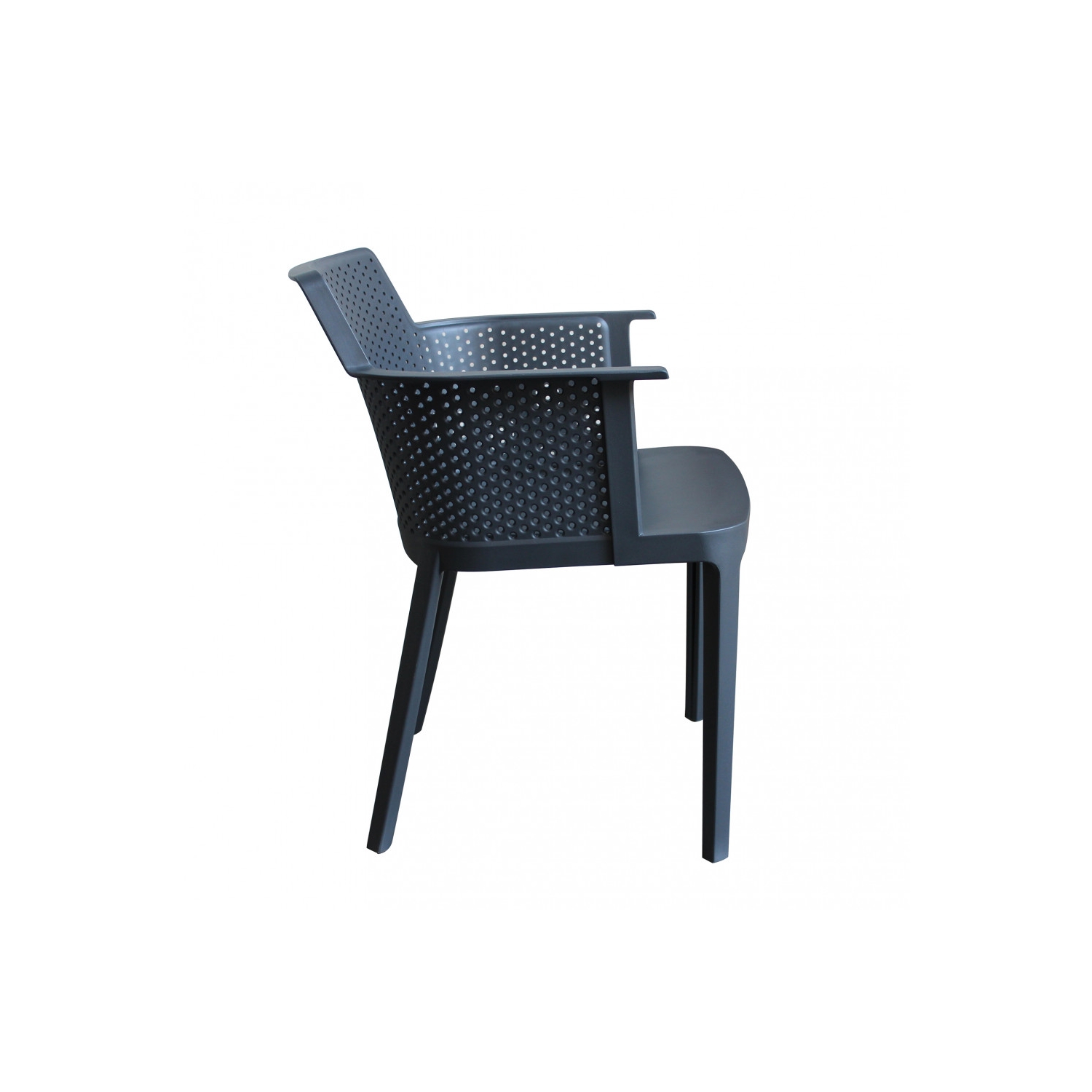 Dark Grey Plastic Outdoor Garden Armchair-PP Chair